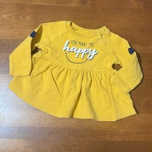 Charming Yellow Kids Dress with Blue Details